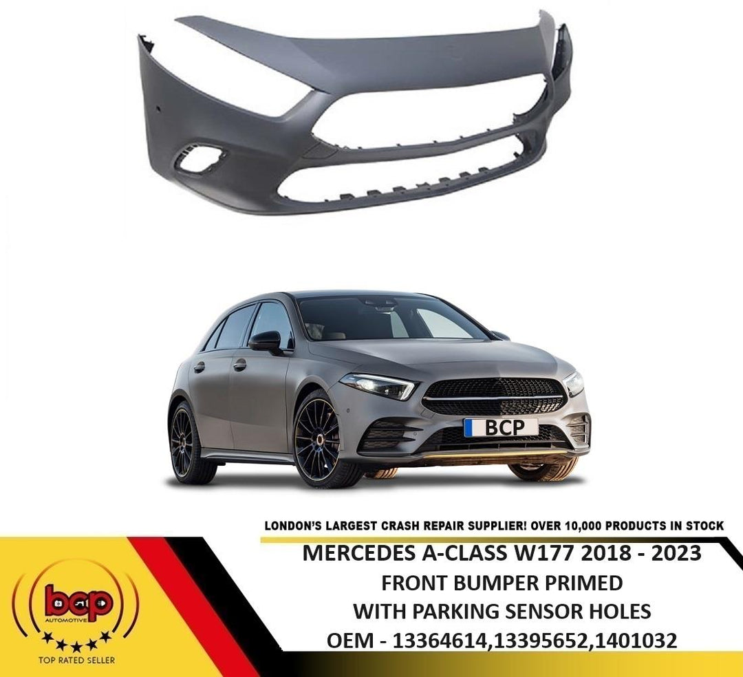 MERCEDES A CLASS W177 2018 – 2023 FRONT BUMPER PRIMED PARKING SENSORS NOT AMG