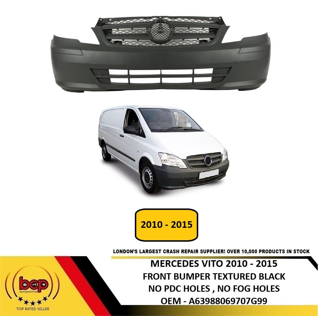 MERCEDES VITO W639 2010 - 2015 FRONT BUMPER TEXTURED BLACK NO PDC HOLES NEW