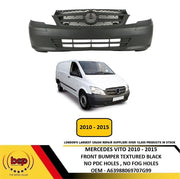 MERCEDES VITO W639 2010 - 2015 FRONT BUMPER TEXTURED BLACK NO PDC HOLES NEW