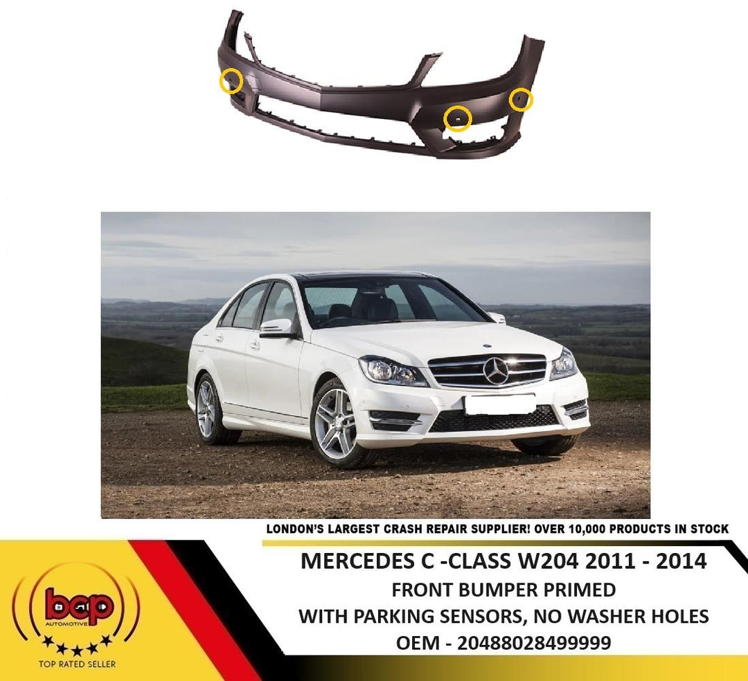 MERCEDES C-CLASS W204 2011-2014 FRONT BUMPER PRIMED WITH PARKING SENSOR HOLES