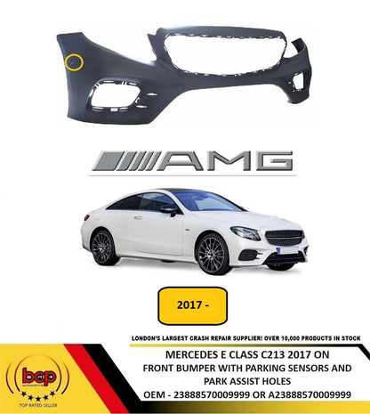 MERCEDES E CLASS COUPE 2017 ON FRONT BUMPER PRIMED WITH PARKING SENSORS AMG LINE