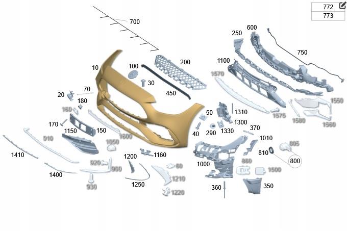 MERCEDES C CLASS W206 2022 ON FRONT BUMPER PRIMED WITH 2 PDC HOLES AMG LINE