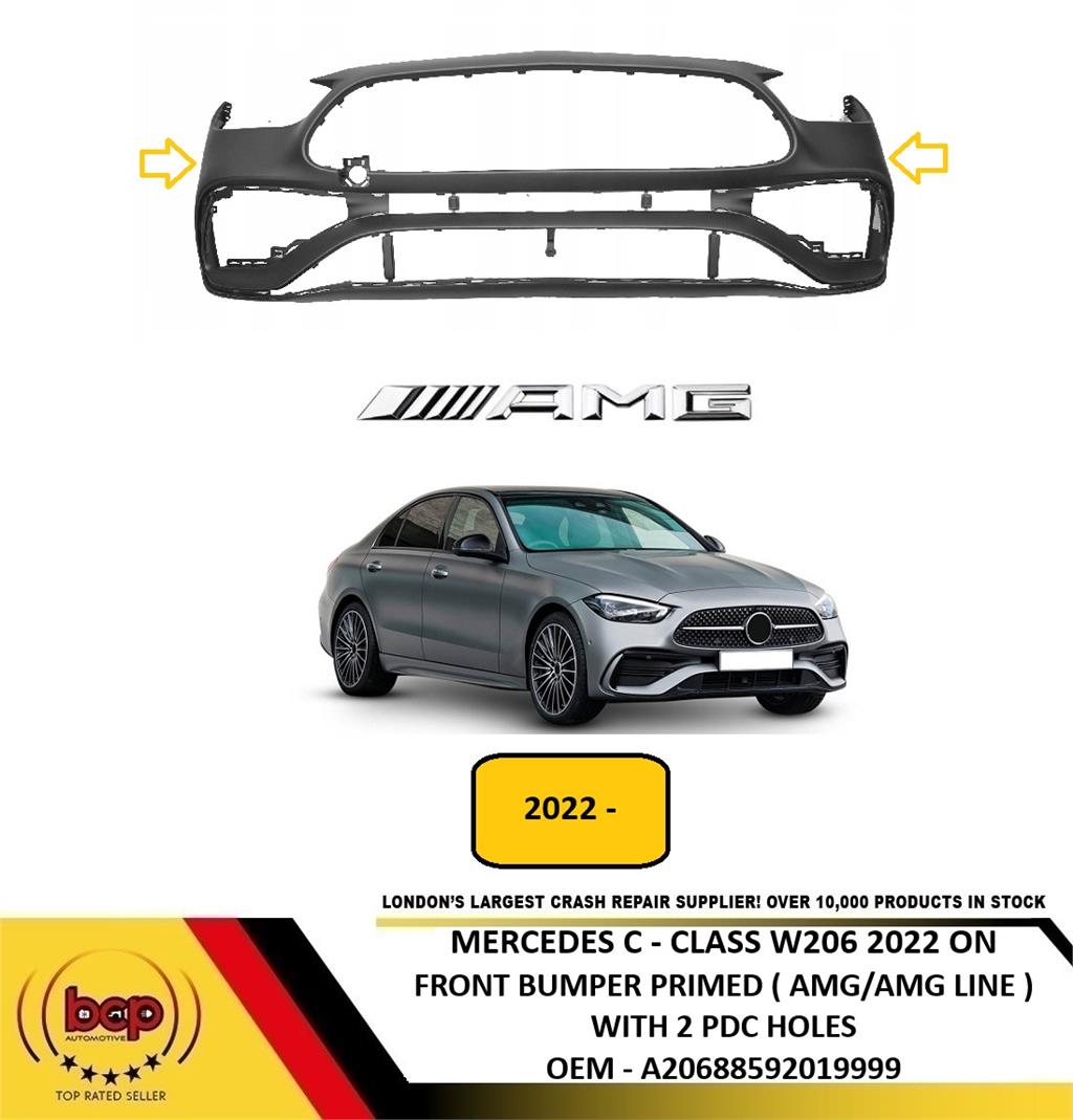 MERCEDES C CLASS W206 2022 ON FRONT BUMPER PRIMED WITH 2 PDC HOLES AMG LINE
