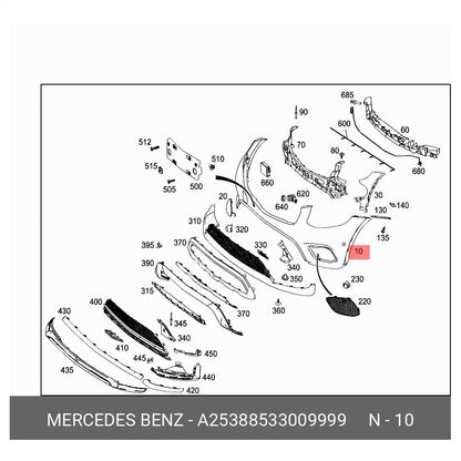 MERCEDES GLC 2015 - 2019 FRONT BUMPER PRIMED 2 PARKING SENSOR HOLES A25388533009999