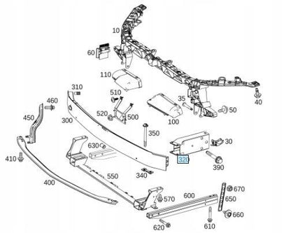 MERCEDES GLA H247 2020 - 2023 FRONT PANEL UPPER MOUNTING LOCK RADIATOR SUPPORT