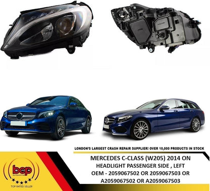 MERCEDES C CLASS W205 2014 - 2020 FRONT PASSENGER SIDE LEFT HEADLIGHT FULL LED