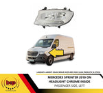 Load image into Gallery viewer, MERCEDES SPRINTER 2018 ONWARDS HEADLIGHT HEADLAMP CHROME PASSENGER SIDE LEFT NS
