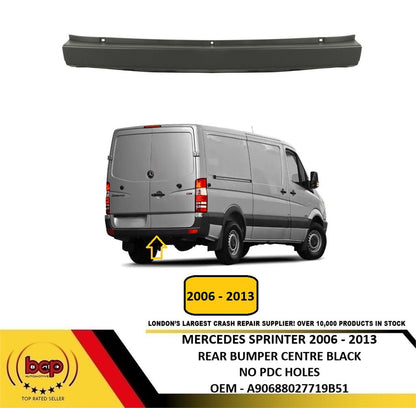MERCEDES SPRINTER 2006 - 2013 REAR CENTRE BUMPER NO SENSOR NO DOOR STEP NO TOW