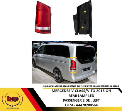 MERCEDES V-CLASS VITO W447 W448 REAR LAMP ON TAIL GATE LED PASSENGER SIDE LEFT