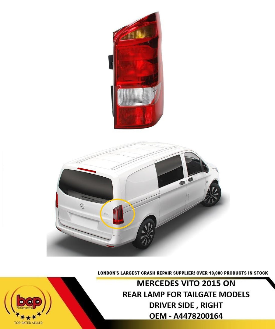 MERCEDES VITO 2015 ONWARDS REAR LAMP TAILGATE MODELS NO LED DRIVER SIDE RIGHT