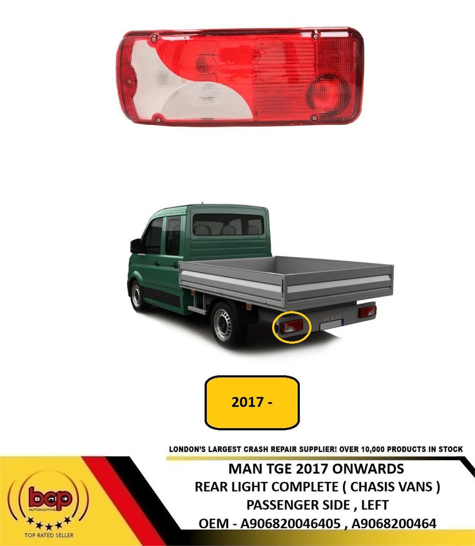 MAN TGE 2017 ON REAR LIGHT COMPLETE LAMP CHASIS LUTON PICKUP VANS PASSENGER LEFT