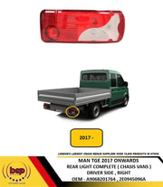 MAN TGE 2017 ON REAR LIGHT COMPLETE LAMP CHASIS LUTON PICKUP VANS DRIVER RIGHT