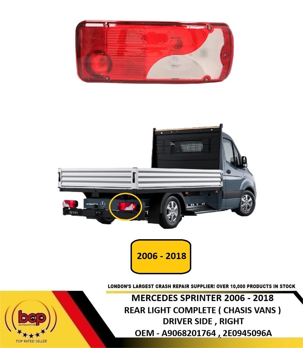 MERCEDES SPRINTER 2006 - 2018 REAR LIGHT CHASIS LUTON PICKUP VANS DRIV ...