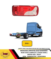 MERCEDES SPRINTER 2018 ON REAR LIGHT CHASIS LUTON PICKUP VANS DRIVER RIGHT