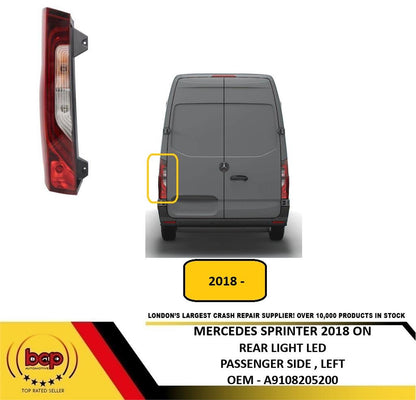 MERCEDES SPRINTER 2018 ON REAR LIGHT LAMP LEFT PASSENGER SIDE LED A9108205200