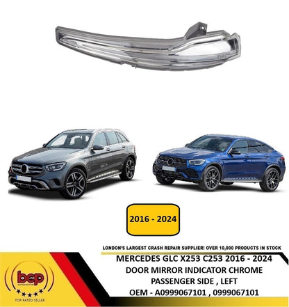 MERCEDES GLC X253 C253 2016 - 2024 DOOR MIRROR INDICATOR REPEATER CHROME LEFT