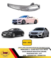 MERCEDES S CLASS A217 C217 W222 2016 - 2022 DOOR MIRROR INDICATOR CHROME LEFT