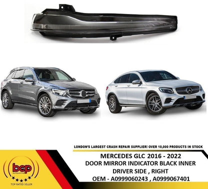 MERCEDES GLC 2016 - 2022 DOOR WING MIRROR INDICATOR LED BLACK DRIVERS RIGHT