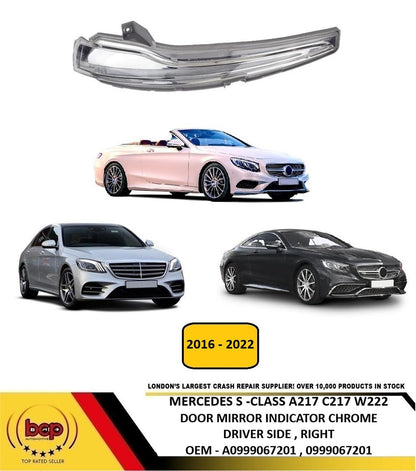 MERCEDES S CLASS A217 C217 2016 - 2022 DOOR MIRROR INDICATOR CHROME DRIVER RIGHT
