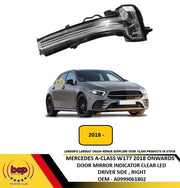 MERCEDES A CLASS W177 2018 ON DOOR MIRROR INDICATOR CLEAR LED DRIVER RIGHT NEW