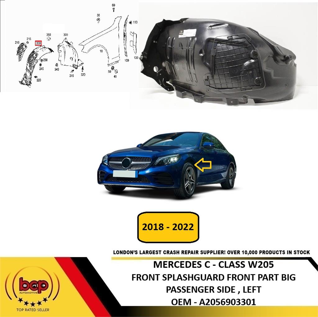 MERCEDES C – CLASS W205 2018 - 2022 FRONT SPLASHGUARD FRONT PART PASSENGER LEFT