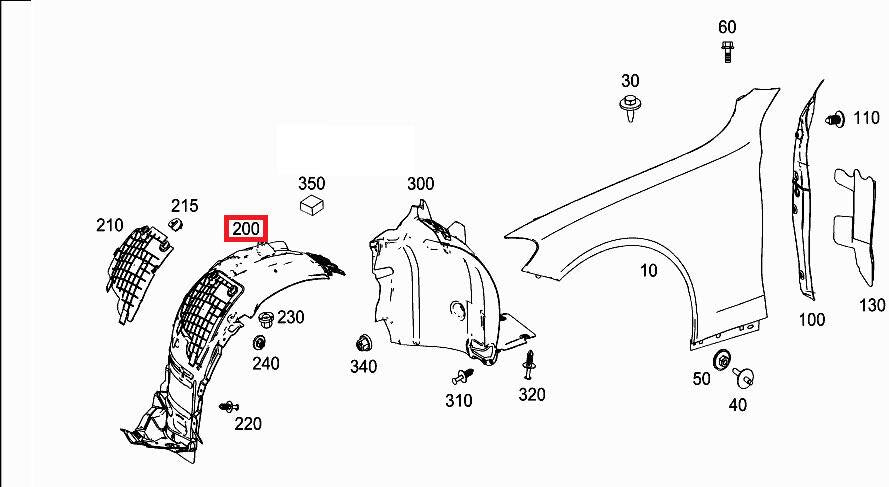 MERCEDES C – CLASS W205 2014 – 2018 FRONT SPLASHGUARD FRONT PART PASSENGER LEFT