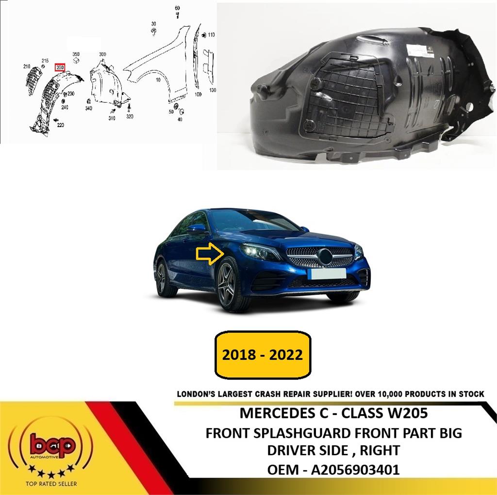 MERCEDES C – CLASS W205 2018 - 2022 FRONT SPLASHGUARD FRONT PART DRIVER RIGHT