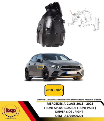 MERCEDES A - CLASS W177 2018 - 2023 FRONT SPLASHGUARD FRONT PART DRIVER RIGHT