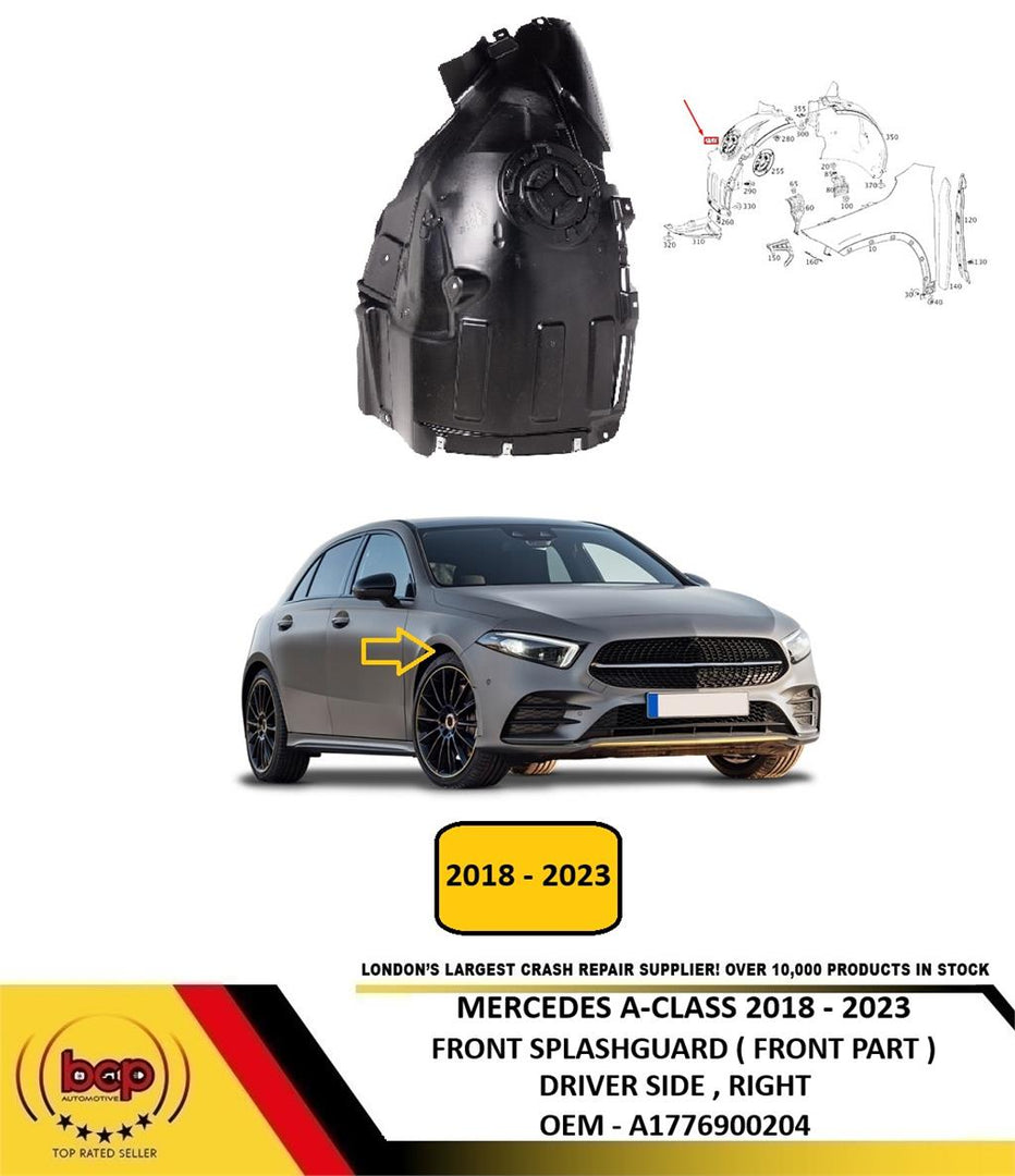 MERCEDES A - CLASS W177 2018 - 2023 FRONT SPLASHGUARD FRONT PART DRIVER RIGHT