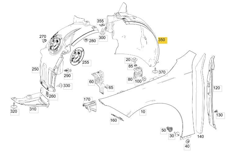 MERCEDES A - CLASS W177 2023 ON FRONT SPLASHGUARD REAR SECTION DRIVER RIGHT