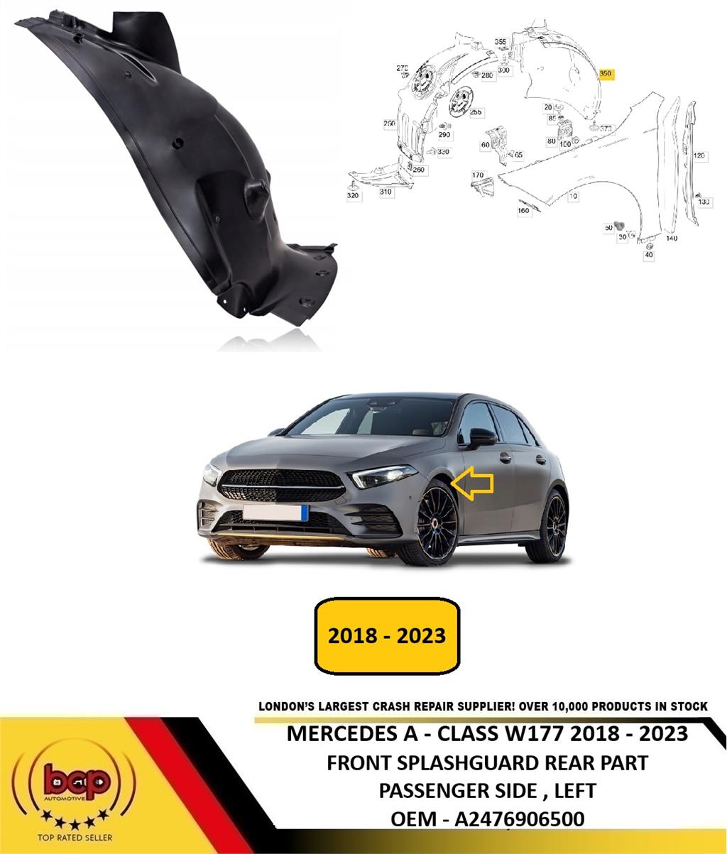 MERCEDES A -CLASS W177 2018 - 2023 FRONT SPLASHGUARD REAR SECTION PASSENGER LEFT