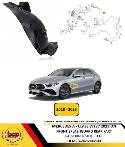 MERCEDES A -CLASS W177 2023 ON FRONT SPLASHGUARD REAR SECTION PASSENGER LEFT