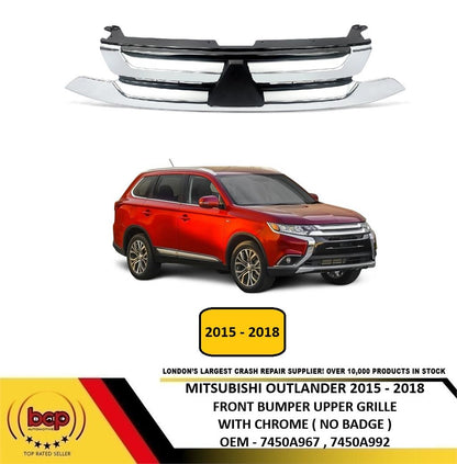MITSUBISHI OUTLANDER 2016 - 2018 TOP RADIATOR GRILLE WITH CHROME TRIMS NO BADGE