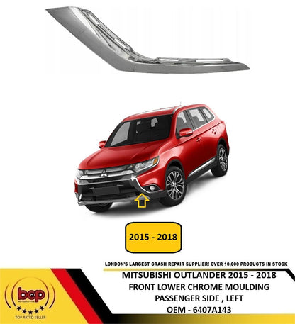 MITSUBISHI OUTLANDER 2015 - 2018 FRONT LOWER GRILLE CHROME MOULDING PASSENGERS