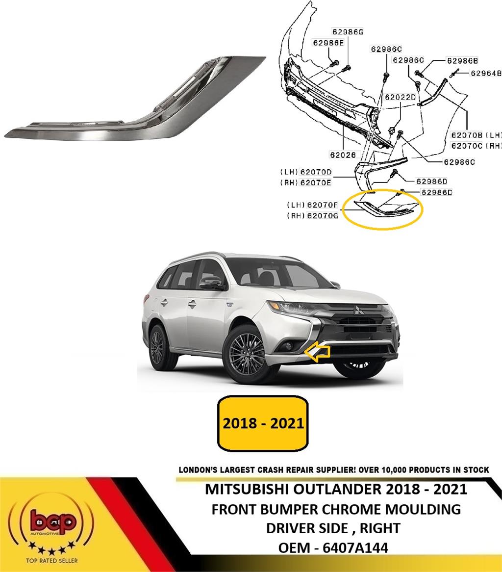 MITSUBISHI OUTLANDER 2015 - 2018 FRONT LOWER GRILLE CHROME MOULDING PASSENGERS