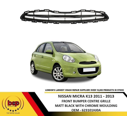 NISSAN MICRA K13 2011 – 2013 CENTRE GRILLE MATT BLACK WITH CHROME MOULDING