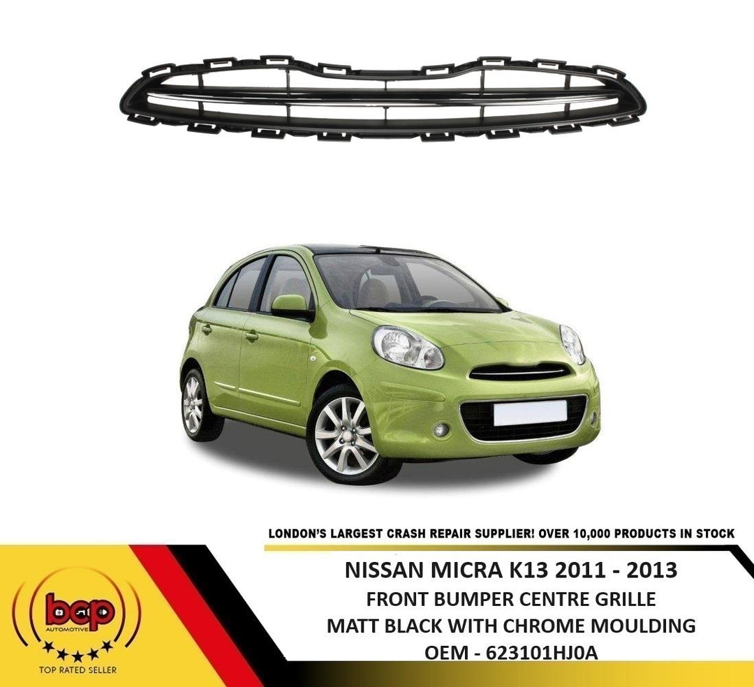 NISSAN MICRA K13 2011 – 2013 CENTRE GRILLE MATT BLACK WITH CHROME MOULDING