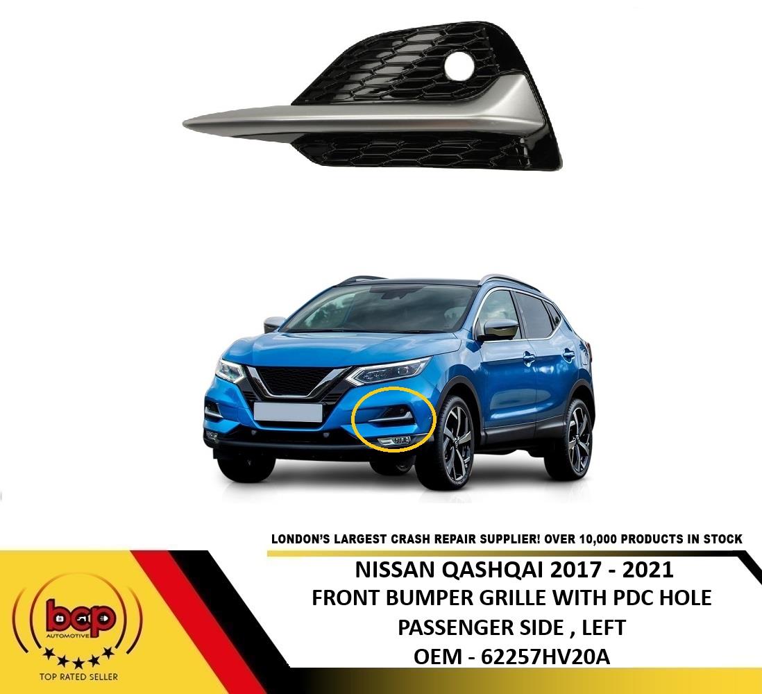 NISSAN QASHQAI 2017–2021 FRONT BUMPER FOG GRILLE WITH PDC HOLE PASSENGER LEFT