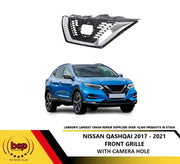 FOR NISSAN QASHQAI 2017 - 2021 FRONT GRILLE WITH CHROME with CARMERA hole