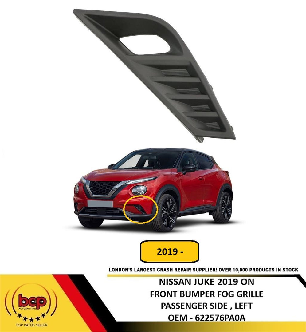 NISSAN JUKE 2019 ON FRONT BUMPER FOG LIGHT GRILLE SURROUND PASSENGER SIDE LEFT
