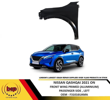 NISSAN QASHQAI 2021 - 2024 FRONT WING FENDER ALUMINIUM PASSENGER SIDE LEFT