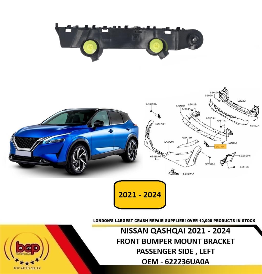 NISSAN QASHQAI 2021 - 2024 FRONT BUMPER MOUNT BRACKET PASSENGER LEFT 622236UA0A