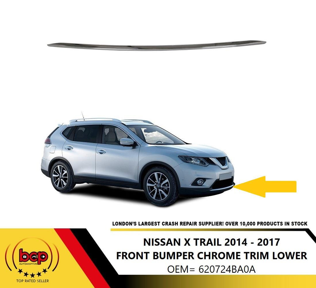 NISSAN XTRAIL 2014 - 2017 FRONT BUMPER LOWER GRILLE CHROME MOUDLING TRIM SPOLIER
