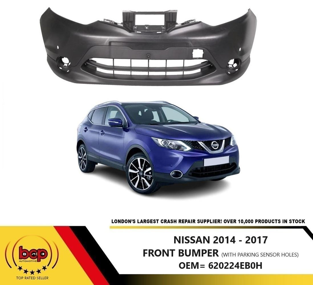 FITS NISSAN QASHQAI 2014 - 2017 FRONT BUMPER WITH PARKING SENSOR HOLE NO WASH