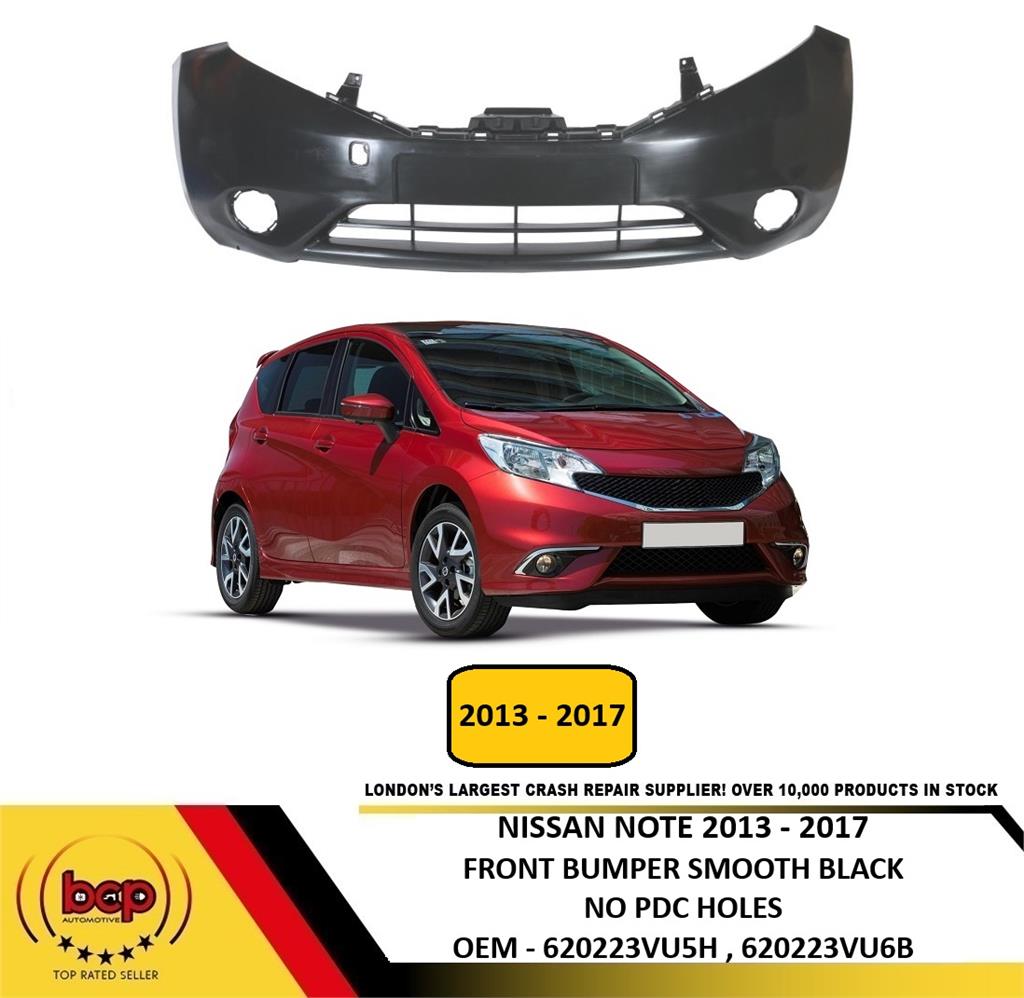 NISSAN NOTE 2013 – 2017 FRONT BUMPER SMOOTH NO PDC HOLES INSURANCE CERTIFIED NEW