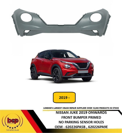 NISSAN JUKE 2019 ON FRONT BUMPER PRIMED NO PARKING SENSOR HOLES NEW 620226PA9E
