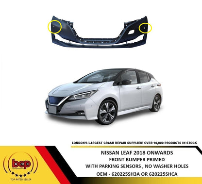 NISSAN LEAF 2018 ON FRONT BUMPER PRIMED WITH PARKING SENSOR NEW OEM QUALITY