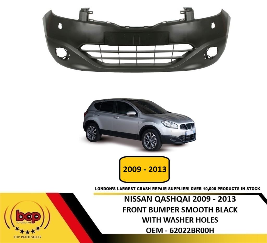 NISSAN QASHQAI 2010 – 2013 FRONT BUMPER SMOOTH WITH WASHER JET HOLES NO PDC