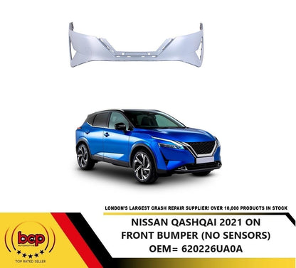 NISSAN QASHQAI 2021 - 2024 FRONT BUMPER PRIMED NO PARKING SENSORS 620226UA0A