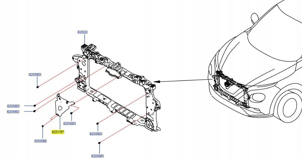 NISSAN JUKE 2019 ONWARDS FRONT PANEL LOCK CARRIER RADIATOR SUPPORT NEW